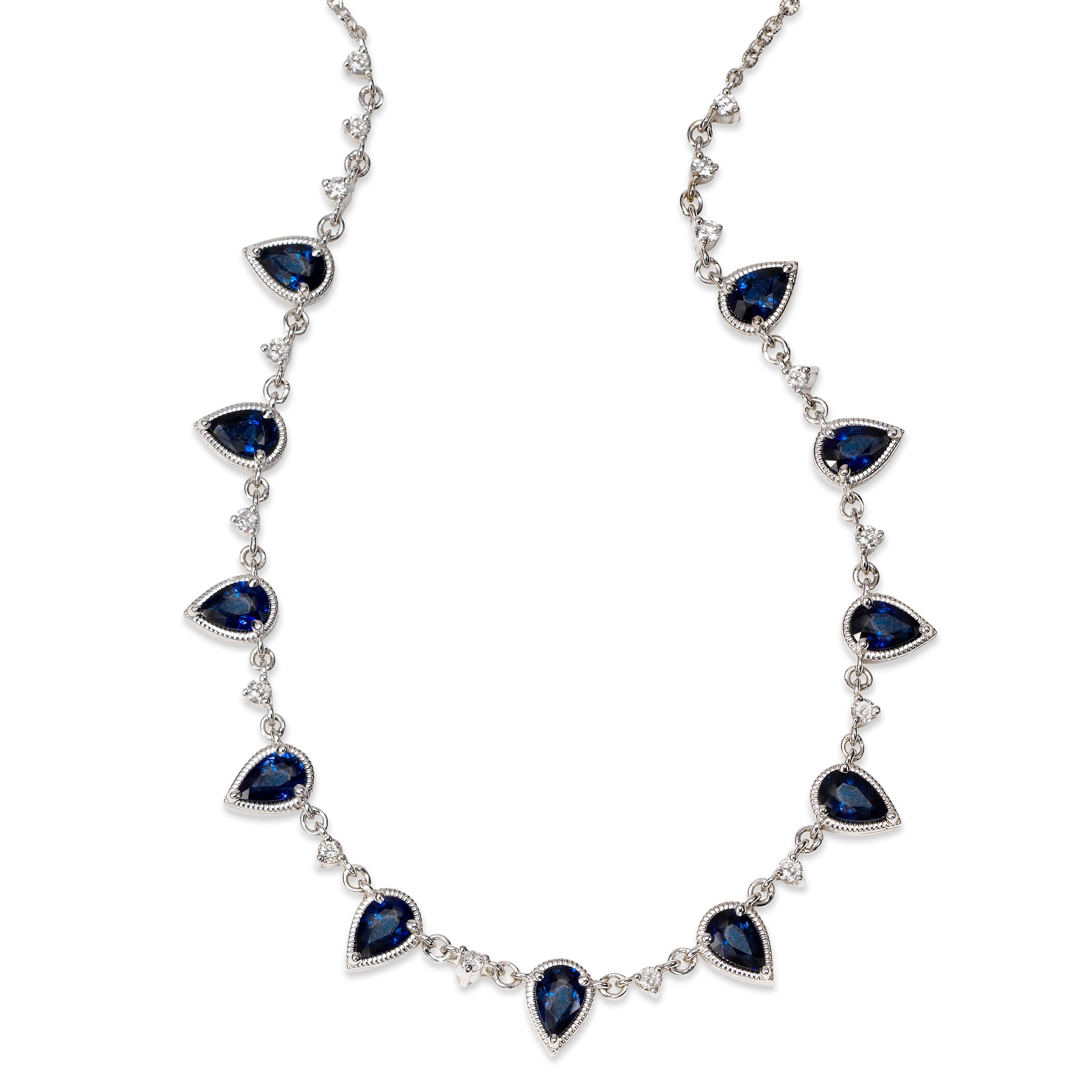 Sapphire Blue Diamond Necklace With Earrings
